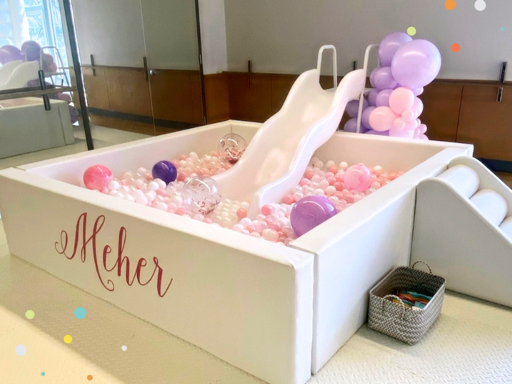 super luxe ball pit with slide