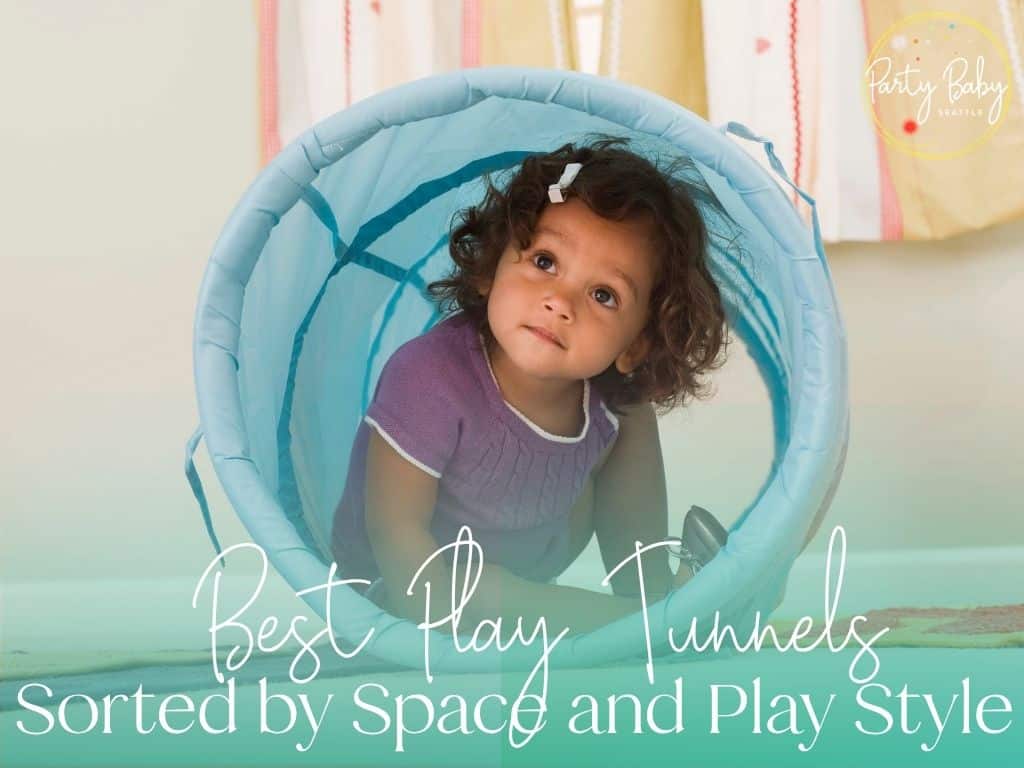 Toddler playing inside the play tunnel